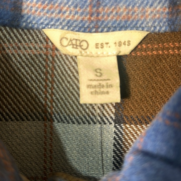 CATO FLEECY POLYESTER PLAID CROPPED FLAP POCKETS BUTTONS UP SIZE SMALL - Picture 5 of 12